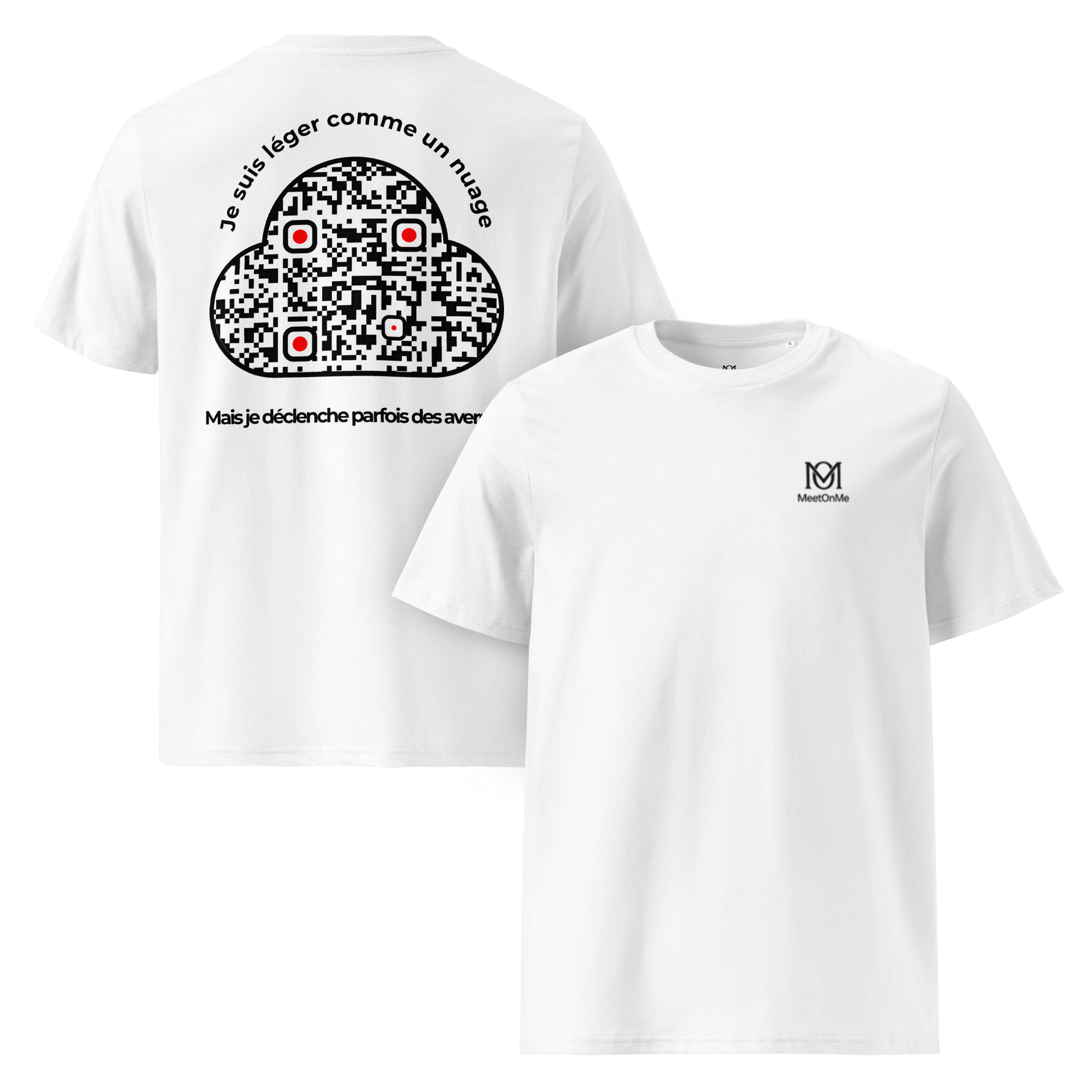 t-shirt unisexe Blanc qr code personnalisable le léger nuage