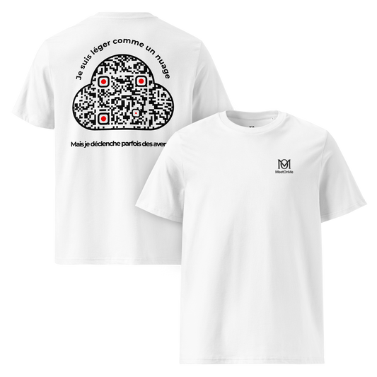 t-shirt unisexe Blanc qr code personnalisable le léger nuage